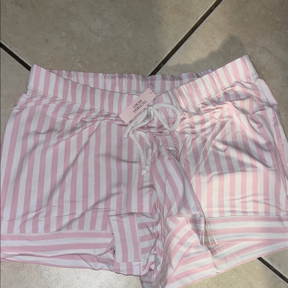 Victoria's Secret Blush and White Striped Pajama model soft Set w/ free panties - Picture 9 of 16